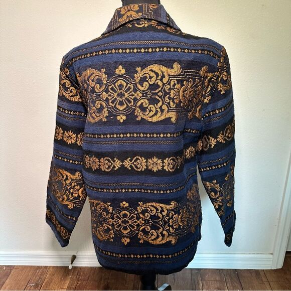 Alex Kim Blue and Gold Blazer with Ornate Pattern - Picture 5 of 8